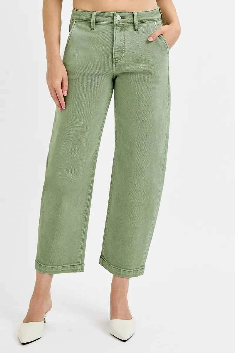 RISEN Full Size Tummy Control High Rise Crop Barrel Jeans Plus Size RISEN Full Size Tummy Control High Rise Crop Barrel Jeans Plus Size