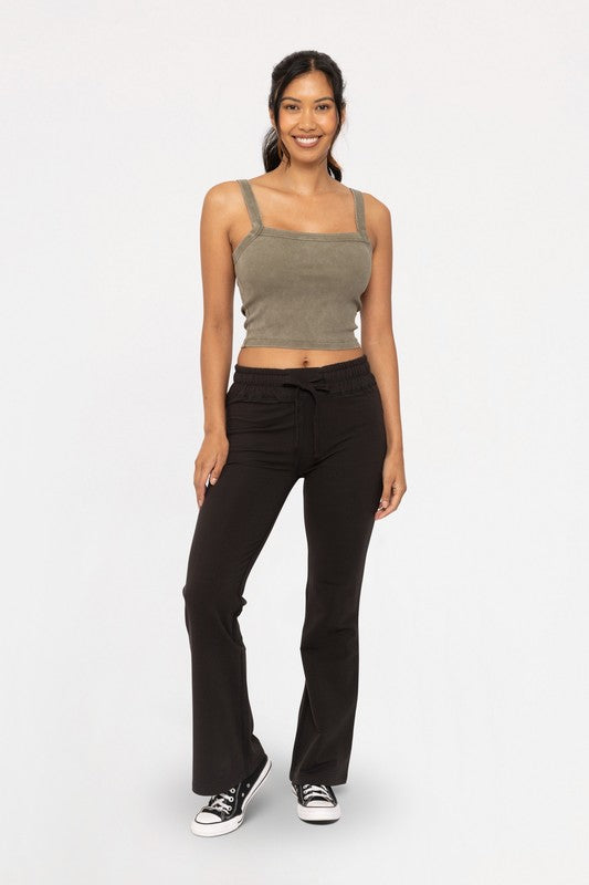Mono B Drawstring Flared Pants Mono B Drawstring Flared Pants - TopFashionHQ