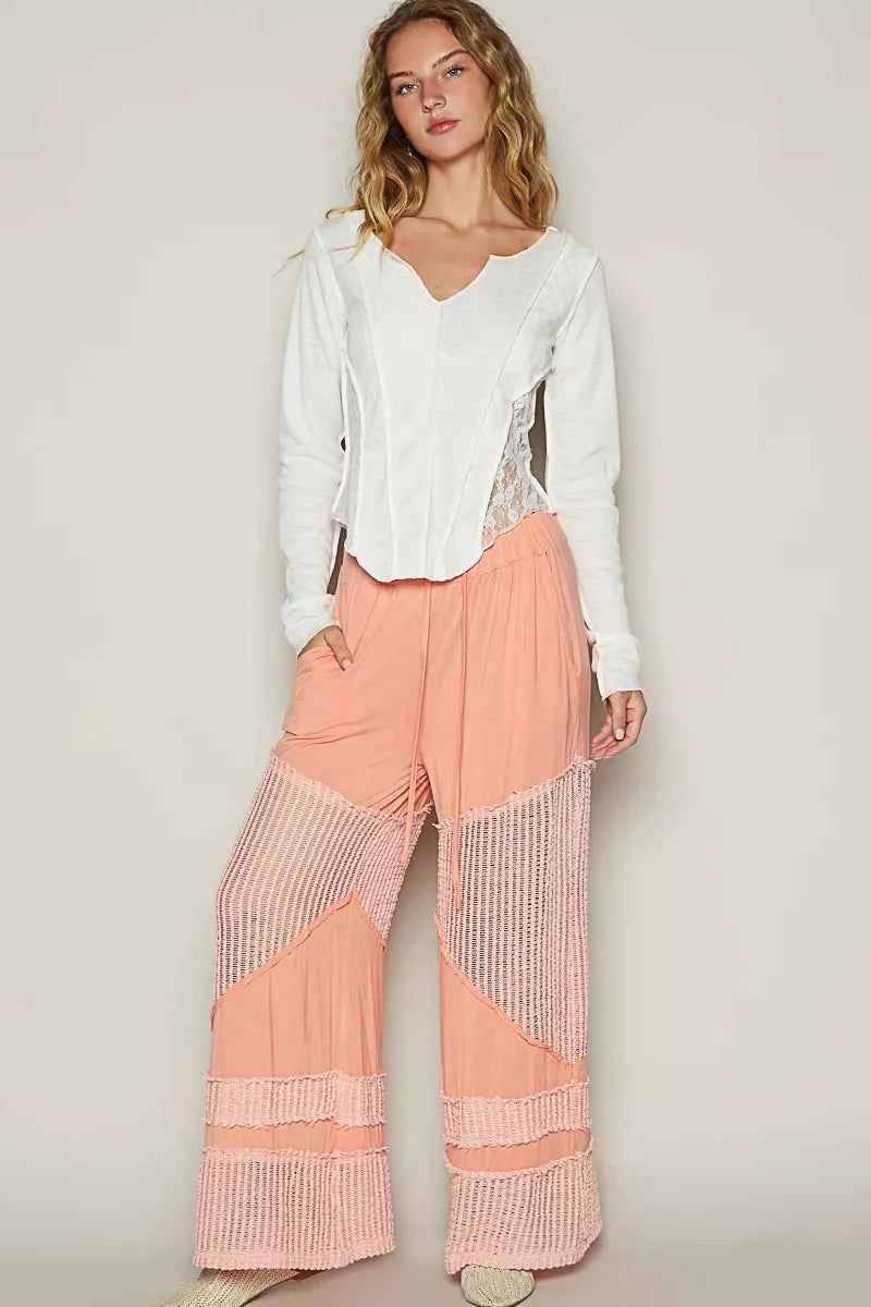 POL Drawstring Elastic Waistband Wide-Leg Pants POL Drawstring Elastic Waistband Wide-Leg Pants