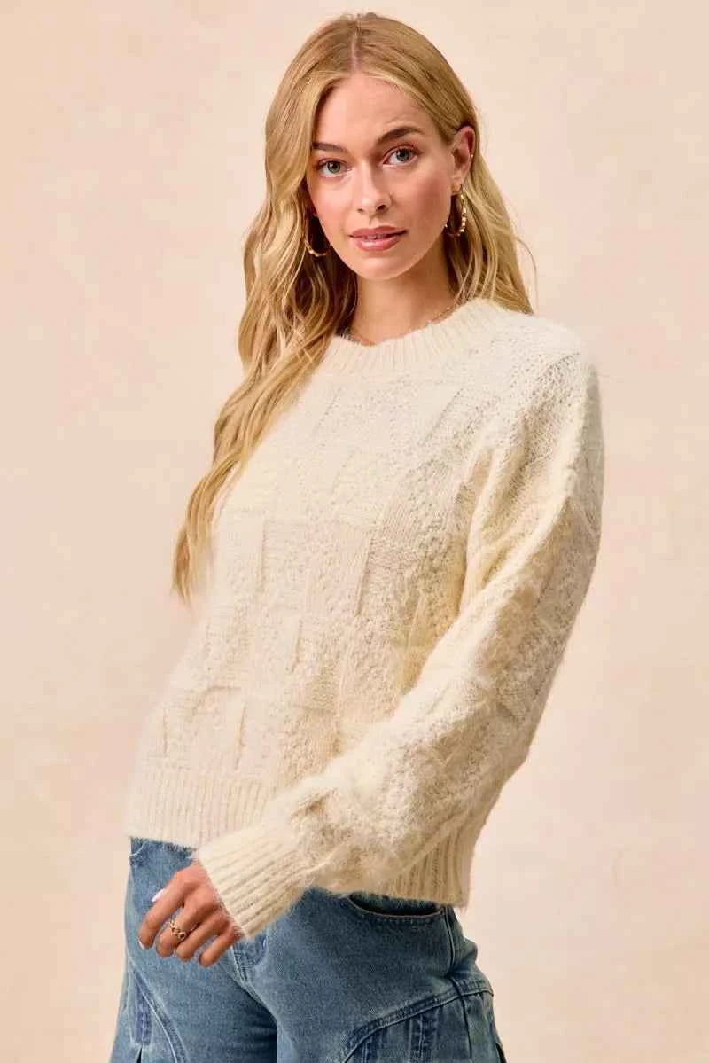 BiBi Checker Board Drop Shoulder Sweater BiBi Checker Board Drop Shoulder Sweater