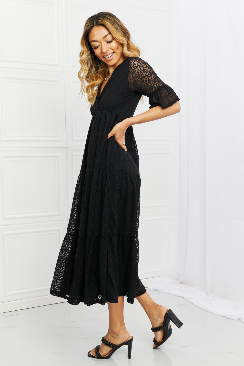 P & Rose Lovely Lace Full Size Tiered Dress P & Rose Lovely Lace Full Size Tiered Dress - TopFashionHQ