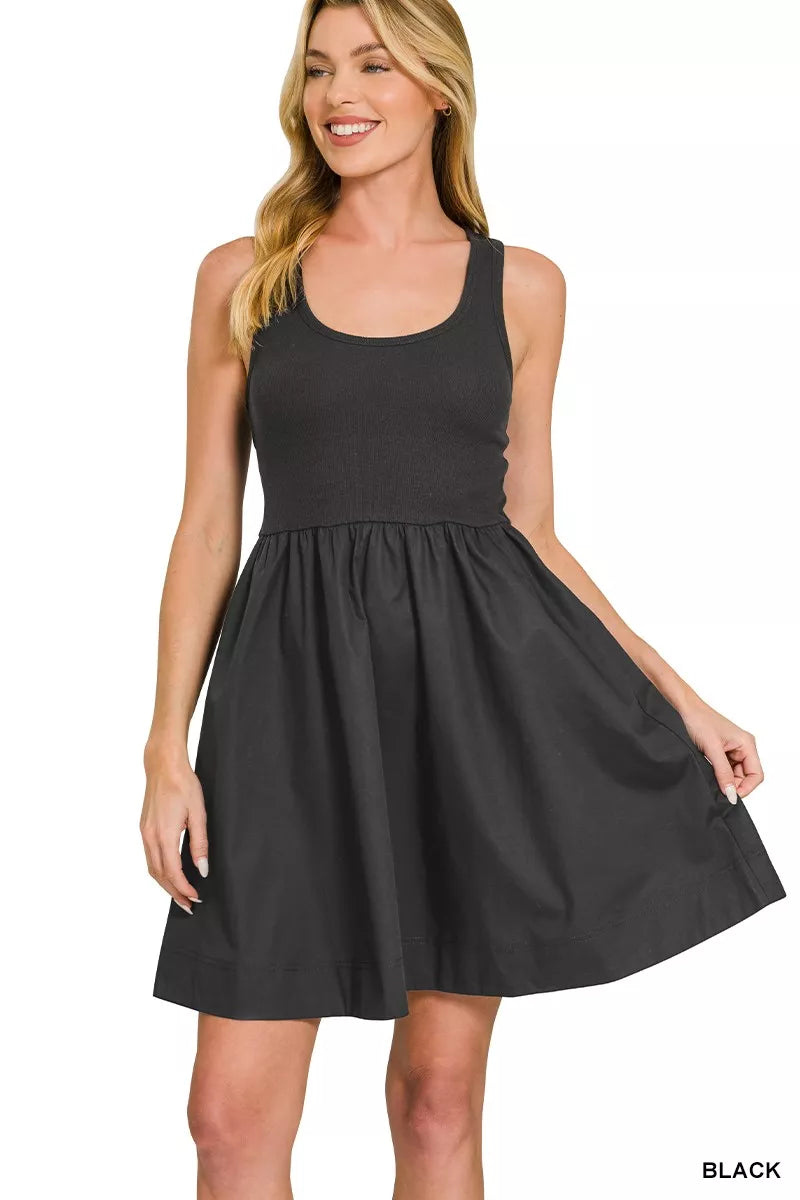 Zenana Combined Knit & Woven Midi Dress 479f7ec6331649168f57a3f44c7d638f-Max-Origin