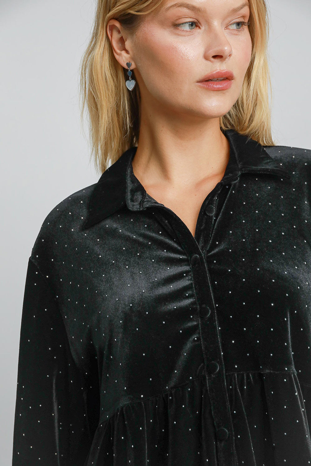 Umgee Full Size Polka Dot Button Up Half Sleeve Shirt Umgee Full Size Polka Dot Button Up Half Sleeve Shirt - TopFashionHQ