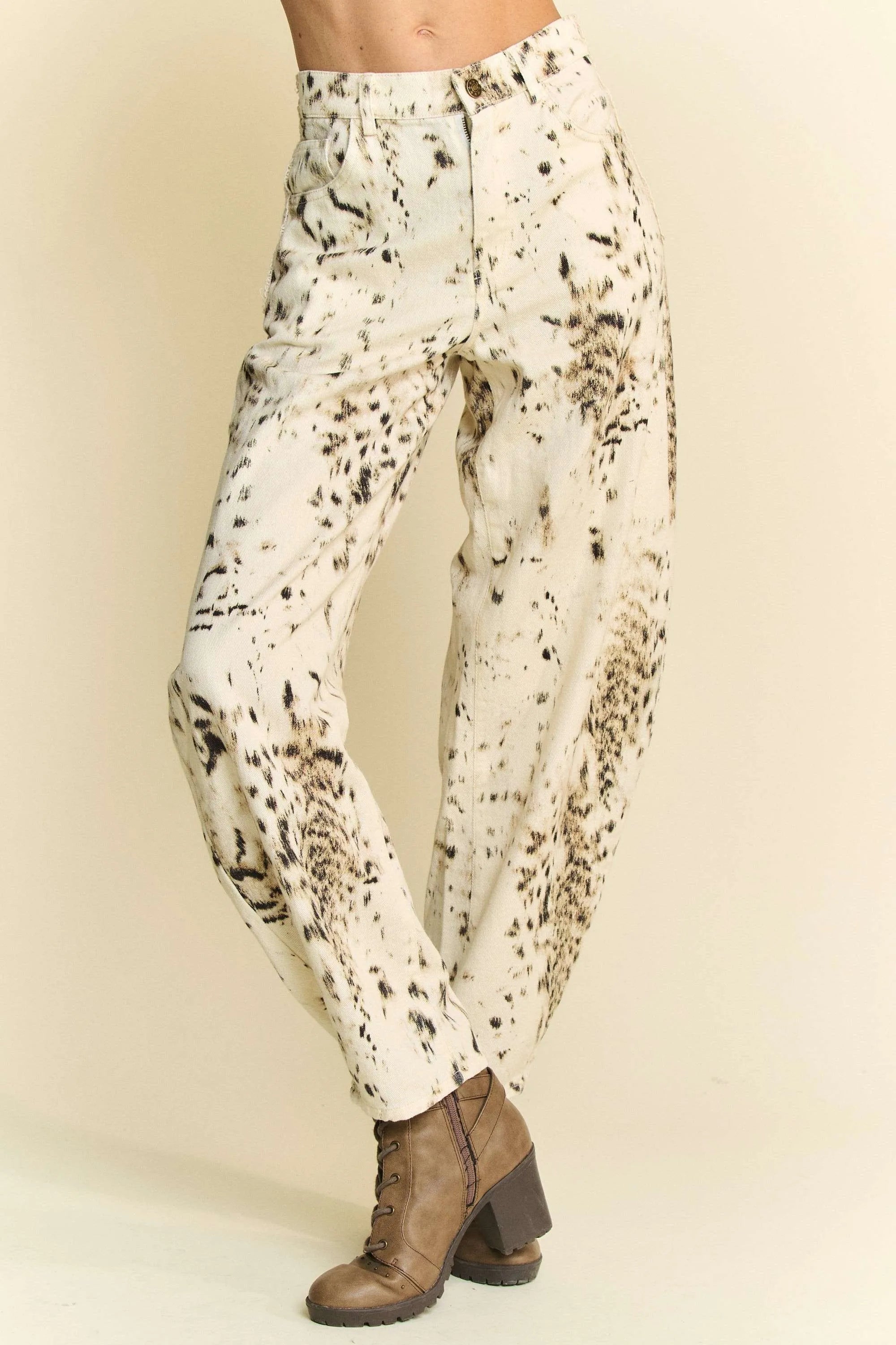 Davi & Dani Abstract Tie Dye Dot Lace Detail Barrel Pants 47ade21cb1f4430e81e0648d2134a4de-Max-Origin