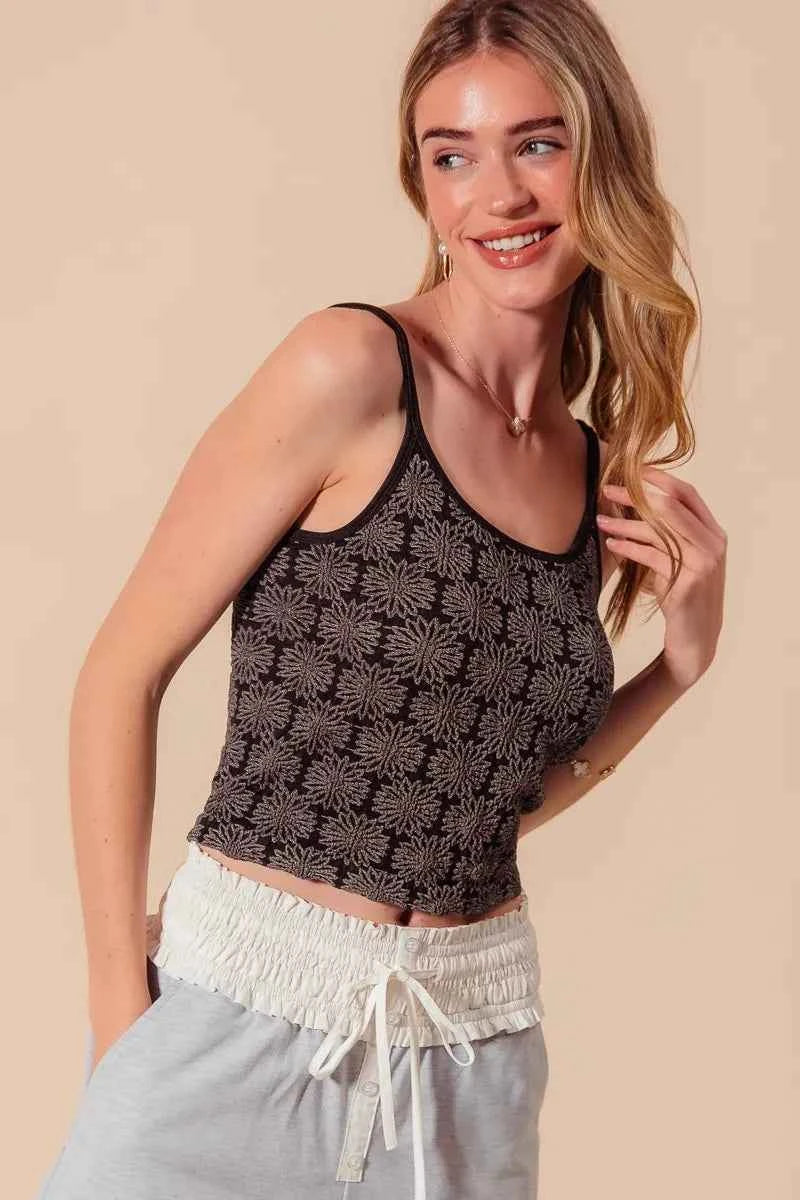SO ME Two Tone Floral Seamless Tank Top SO ME Two Tone Floral Seamless Tank Top