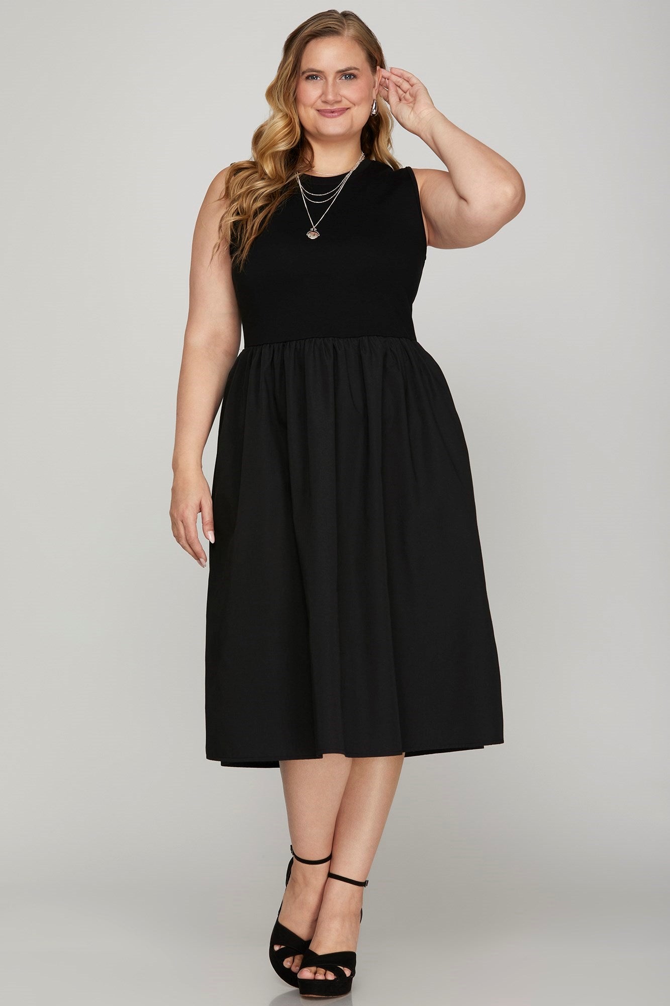 She + Sky Full Size Sleeveless Poplin Woven Midi Dress with Pockets Plus Size 48820d1b-875d-4f37-a84b-615dd04bf739-Max