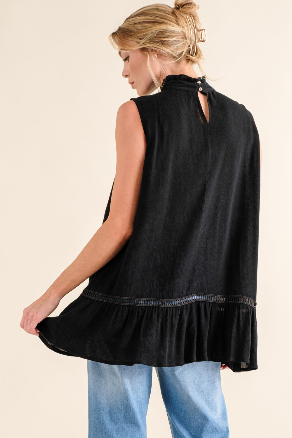 And The Why Lace Detail Sleeveless Ruffled Top And The Why Lace Detail Sleeveless Ruffled Top - TopFashionHQ