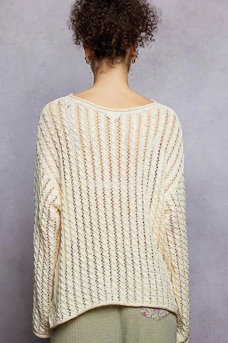 POL Openwork Round Neck Knit Top with Shiny Detail 48e1e8b8-6c4d-4b68-908c-227cb1957c70-Max-Origin