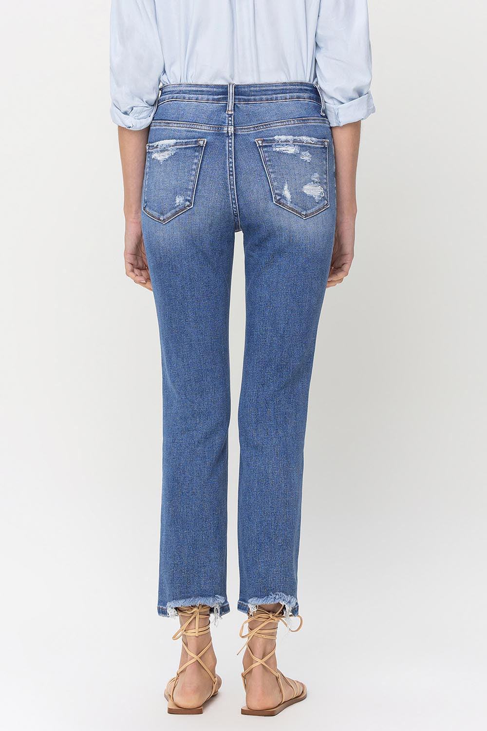 Lovervet High Rise Raw Hem Straight Jeans Lovervet High Rise Raw Hem Straight Jeans - TopFashionHQ