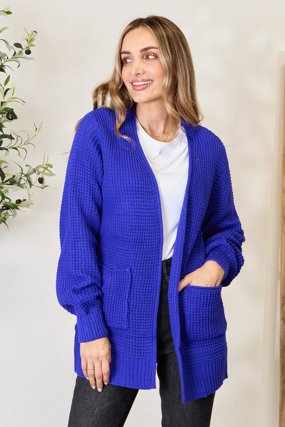 Zenana Full Size Waffle-Knit Open Front Cardigan Zenana Full Size Waffle-Knit Open Front Cardigan - TopFashionHQ