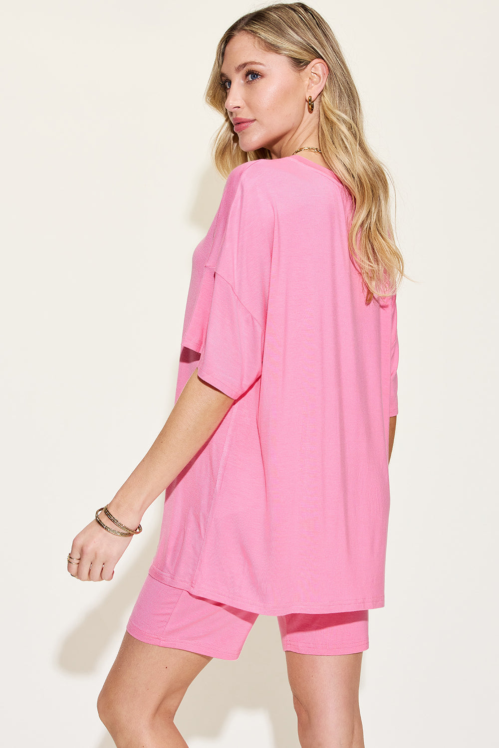 Basic Bae Full Size V-Neck Drop Shoulder T-Shirt and Shorts Set Basic Bae Full Size V-Neck Drop Shoulder T-Shirt and Shorts Set - TopFashionHQ