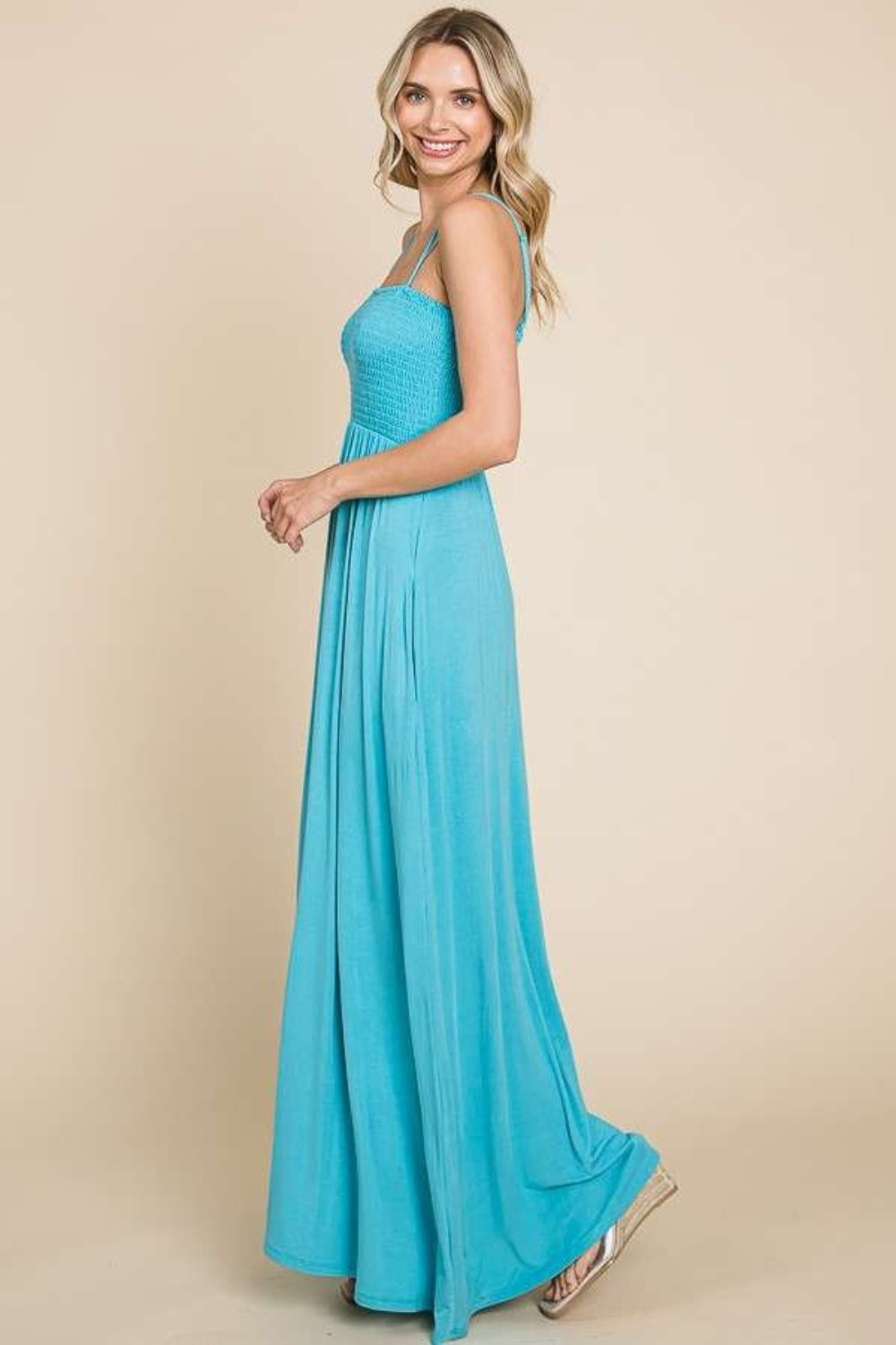 Culture Code Full Size Smocked Cami Maxi Dress with Pockets Culture Code Full Size Smocked Cami Maxi Dress with Pockets - TopFashionHQ