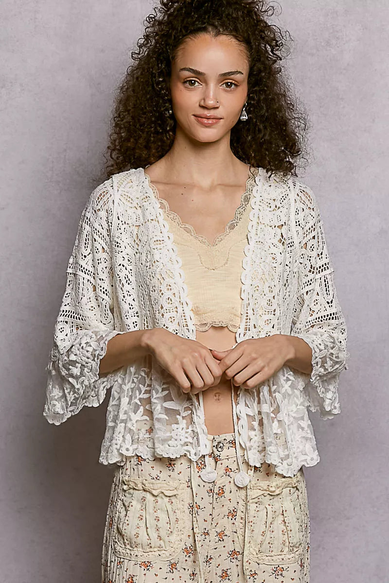 POL Floral Lace Short Sleeve Crochet Cardigan with Tassel Tie 4a9c9119-4c1d-4dbb-be50-6cefa3399370-Max-Origin