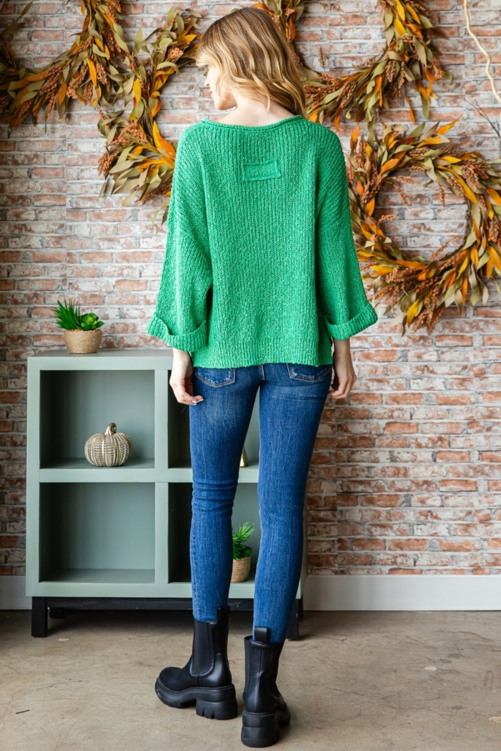 Veveret Notched Long Sleeve Sweater Veveret Notched Long Sleeve Sweater - TopFashionHQ