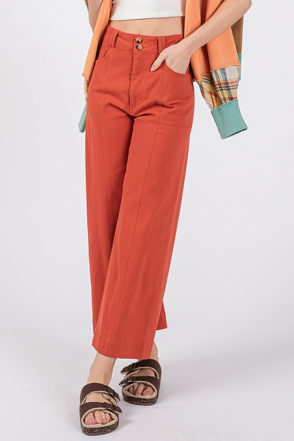 SAGE + FIG Wide Leg Cropped Pants SAGE + FIG Wide Leg Cropped Pants - TopFashionHQ