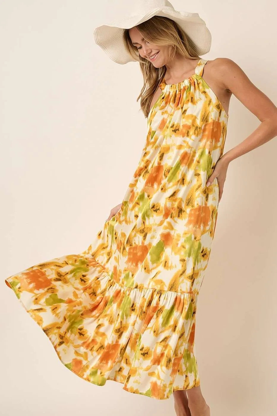 Mittoshop Watercolor Print Halter Neck Satin Maxi Dress 4ba11830a9d14b60b906d7e1fbd47a2e-Max-Origin