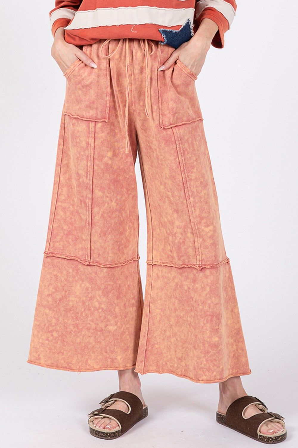SAGE + FIG Mineral Washed Terry Wide Leg Pants SAGE + FIG Mineral Washed Terry Wide Leg Pants