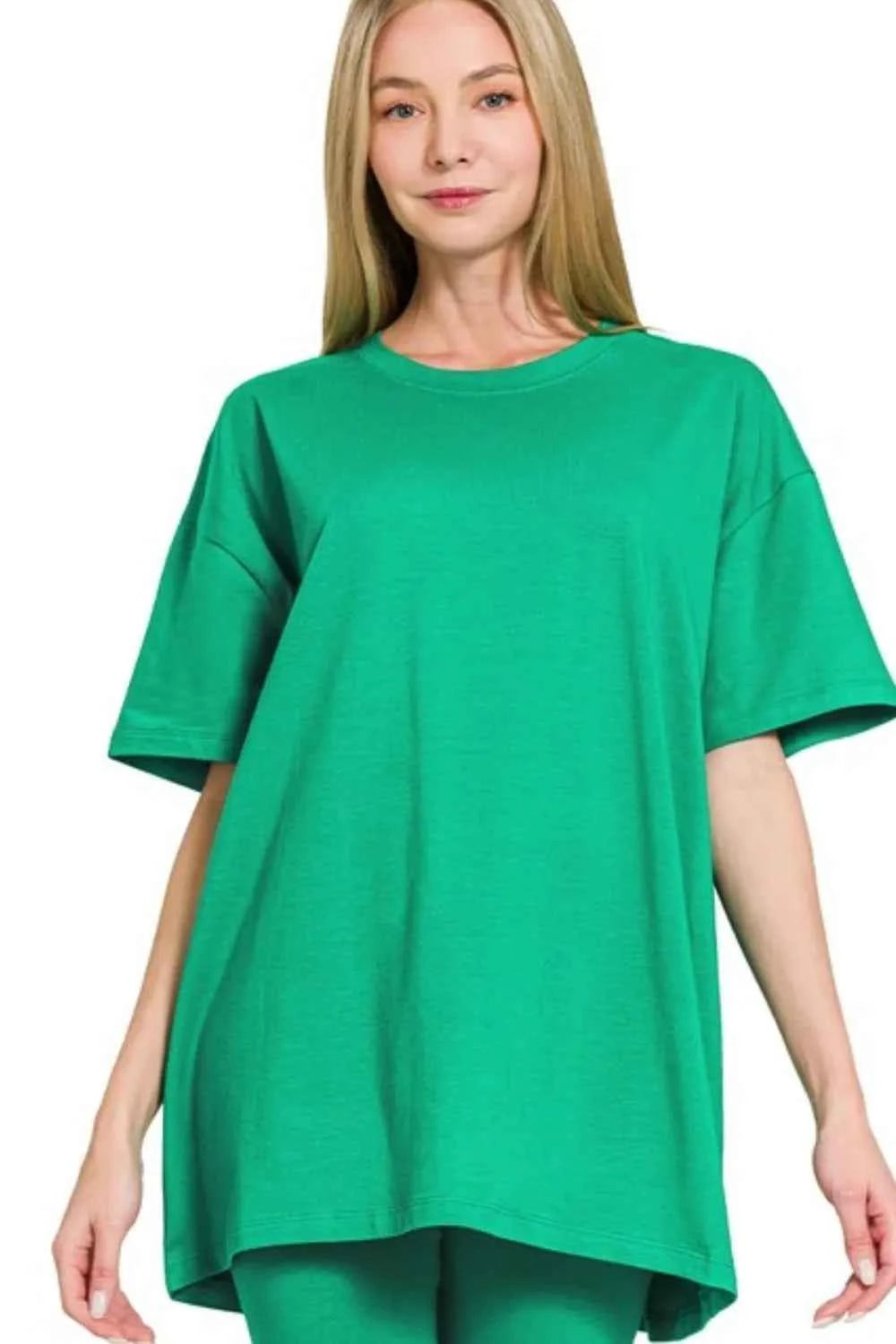 Zenana Cotton Round Neck Top & Biker Shorts Zenana Cotton Round Neck Top & Biker Shorts