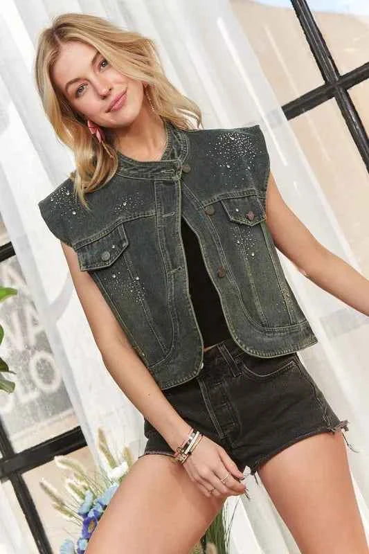 ADORA Sleeveless Button Down Denim Jacket ADORA Sleeveless Button Down Denim Jacket