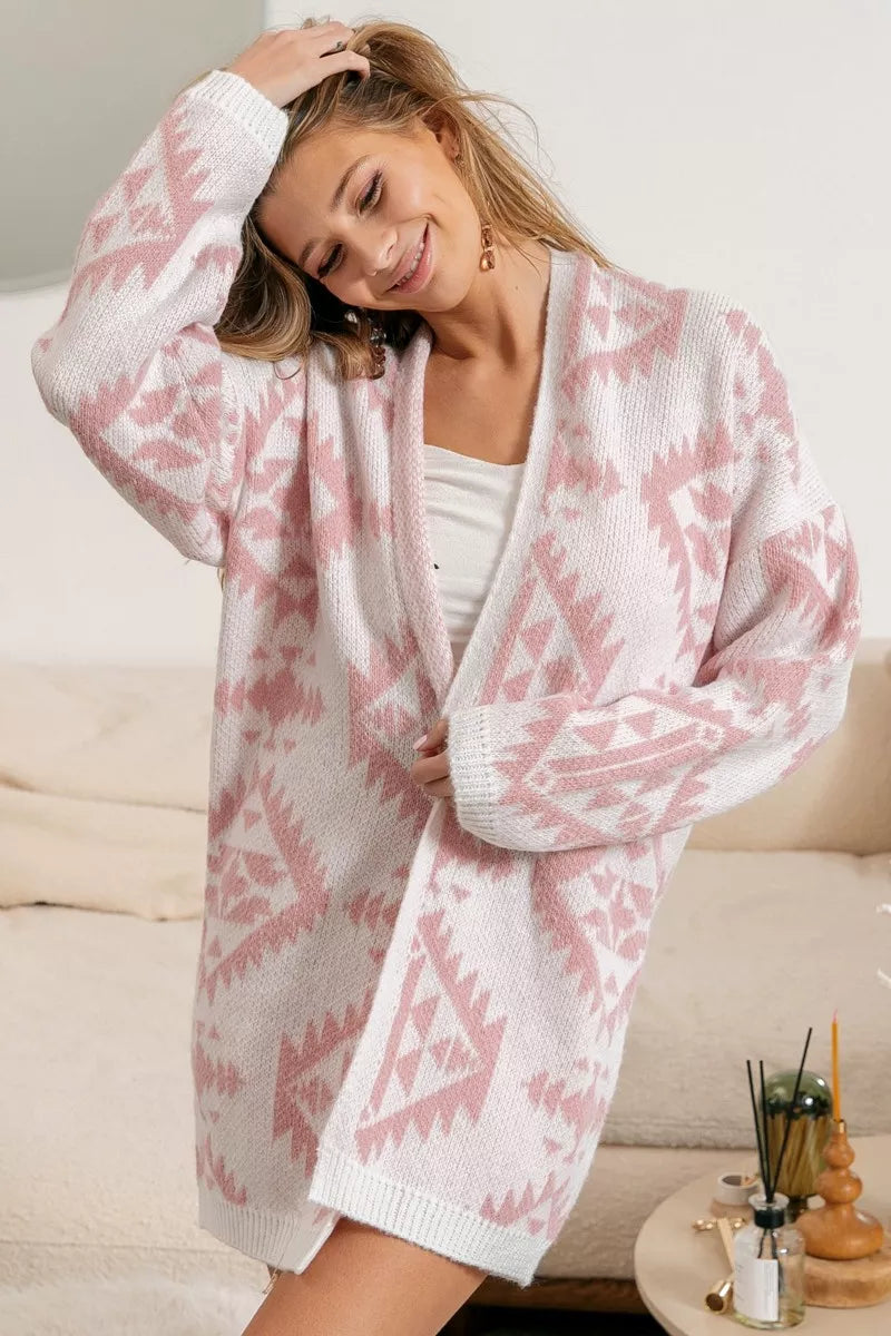 BiBi Aztec Pattern Open Front Cardigan 4d2cbf90-d485-4a06-9464-7ef72117d5bd-Max-Origin
