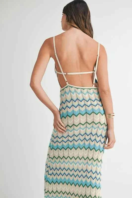 MABLE Lightweight Pointelle Chevron Knit Maxi Dress MABLE Lightweight Pointelle Chevron Knit Maxi Dress