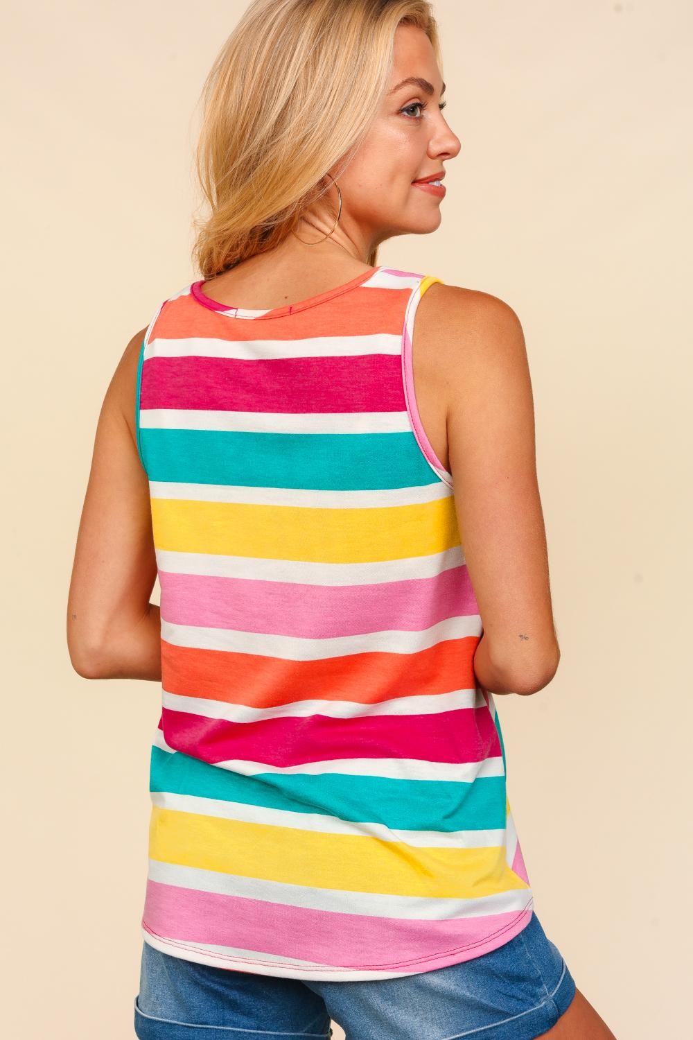 Haptics Round Neck Striped Knit Tank Haptics Round Neck Striped Knit Tank - TopFashionHQ