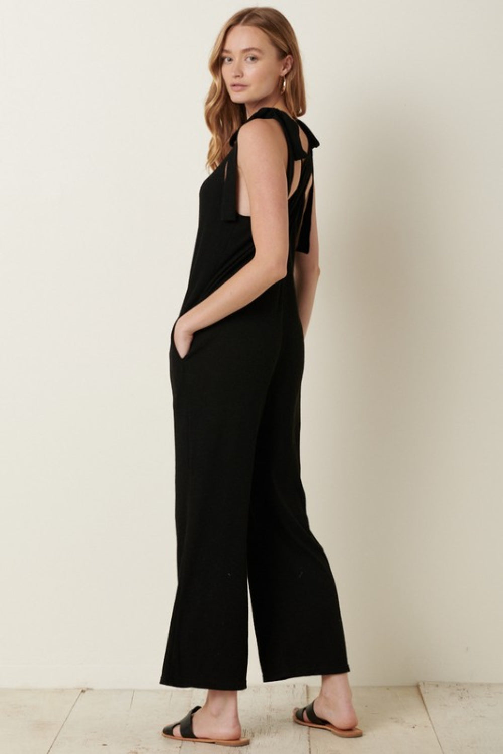Mittoshop Rib Knit V-Neck Cross Back Jumpsuit Mittoshop Rib Knit V-Neck Cross Back Jumpsuit - TopFashionHQ