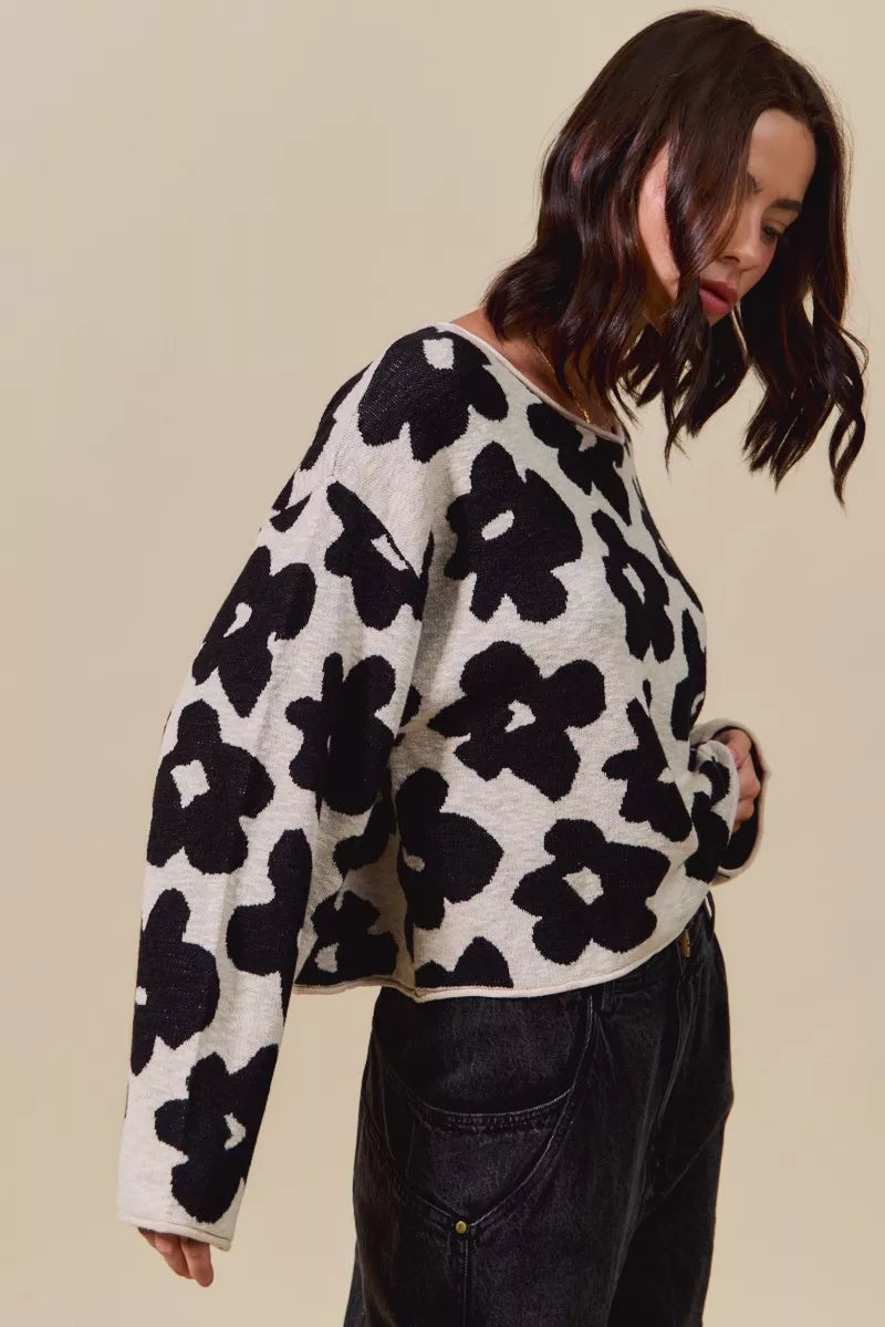 SO ME Loose Fit Flower Lightweight Sweater Top 4deb5c40d95f42899a06aec0fdf60fdf-Max-Origin