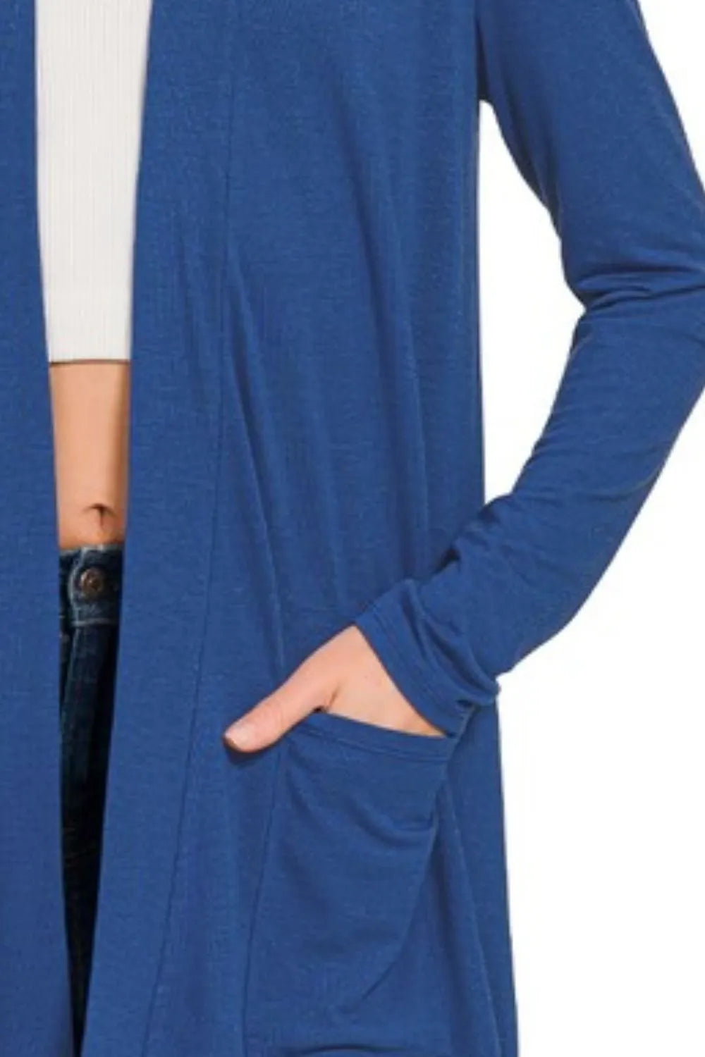 Zenana Slouchy Lightweight Open Front Pocket Cardigan 4e0e1602-1483-4fe6-8de6-cc8c328ddfc2-Max-Origin