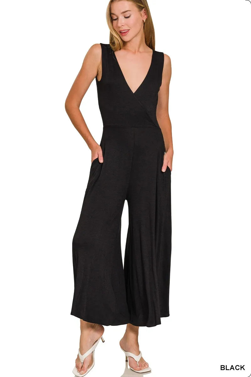Zenana Surplice Neckline Sleeveless Jumpsuit 4e7c0c9f27a745178f72117cdcb44d8c-Max-Origin