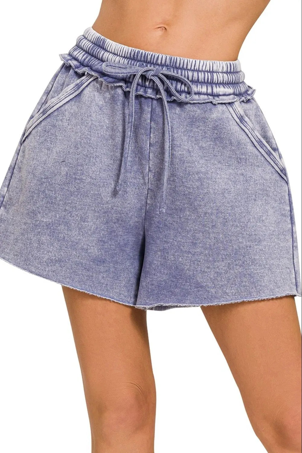 Zenana Acid Wash Fleece Drawstring Shorts With Pockets 4e9592c8-269c-4054-957c-15a29833d5ac-Max-Origin