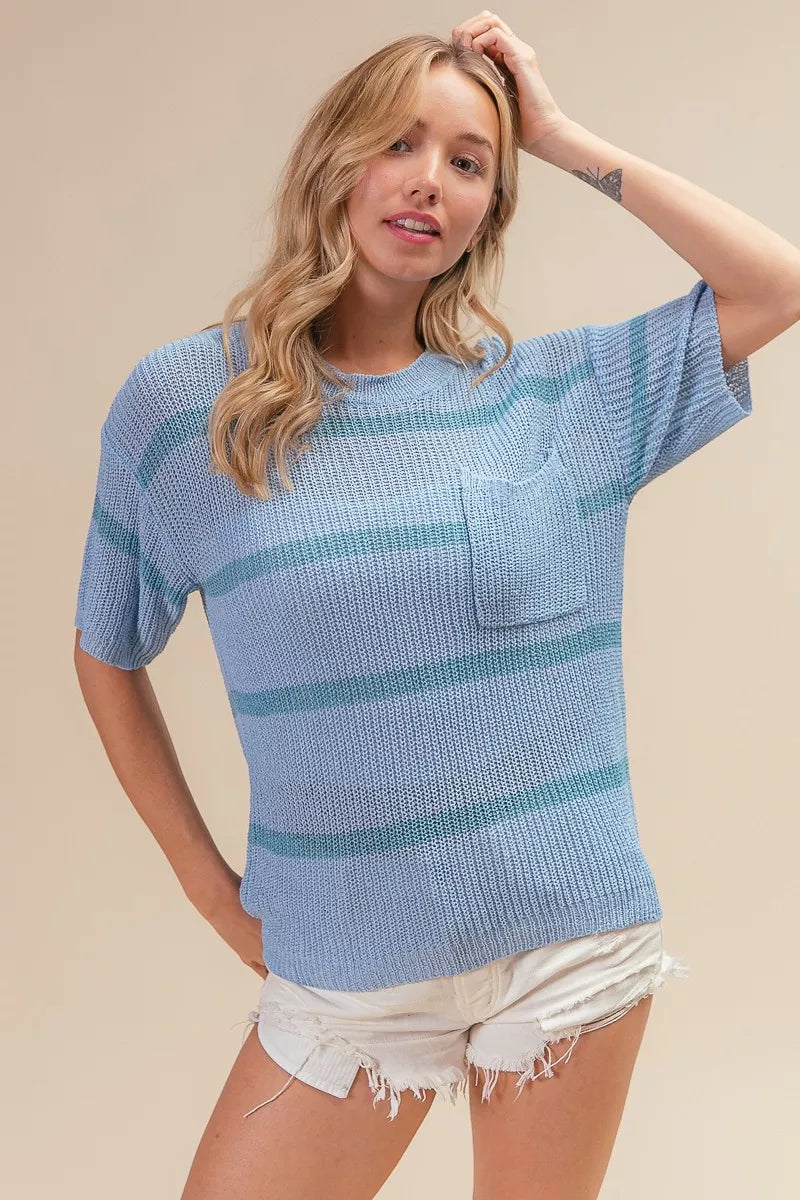 BiBi Patch Pocket Striped Lightweight Sweater Top 4ecd7dad-08bf-40b5-9271-29bd871d6b47-Max-Origin