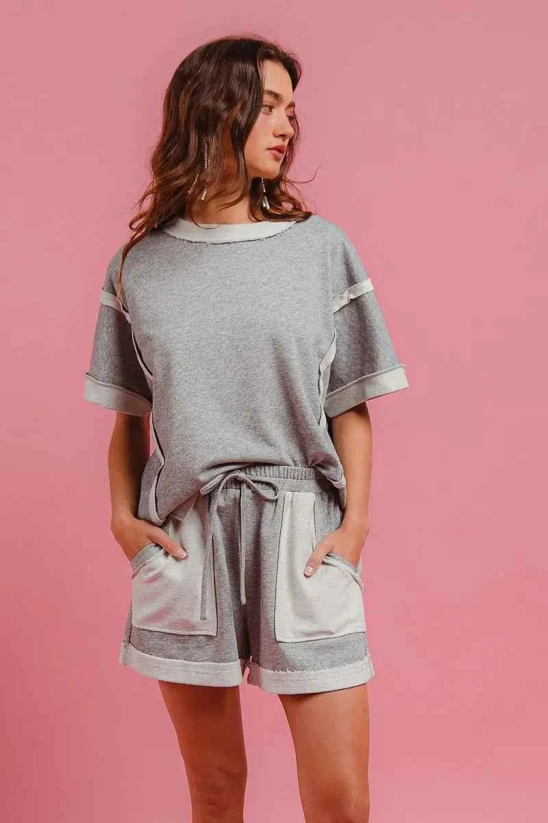 BiBi French Terry Knit Shorts with Side Pocket BiBi French Terry Knit Shorts with Side Pocket