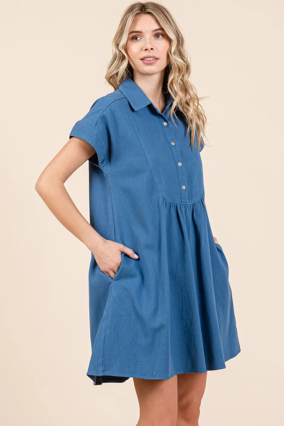Mittoshop Twill Short Sleeve Collared Mini Dress 4ef7bc546ff54a309424236ff9623104-Max-Origin
