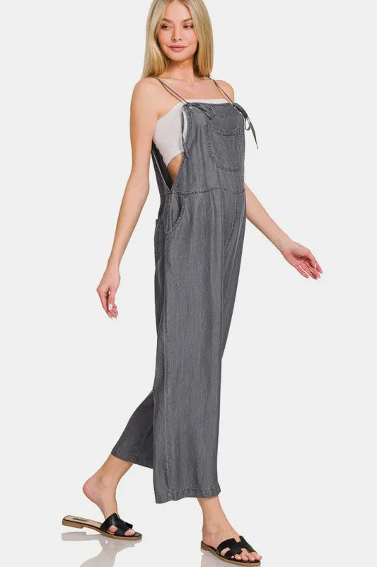 Zenana Washed Adjustable Strap Wide Leg Denim Overalls 4ef84755-0594-40e3-b564-9107739da164-Max