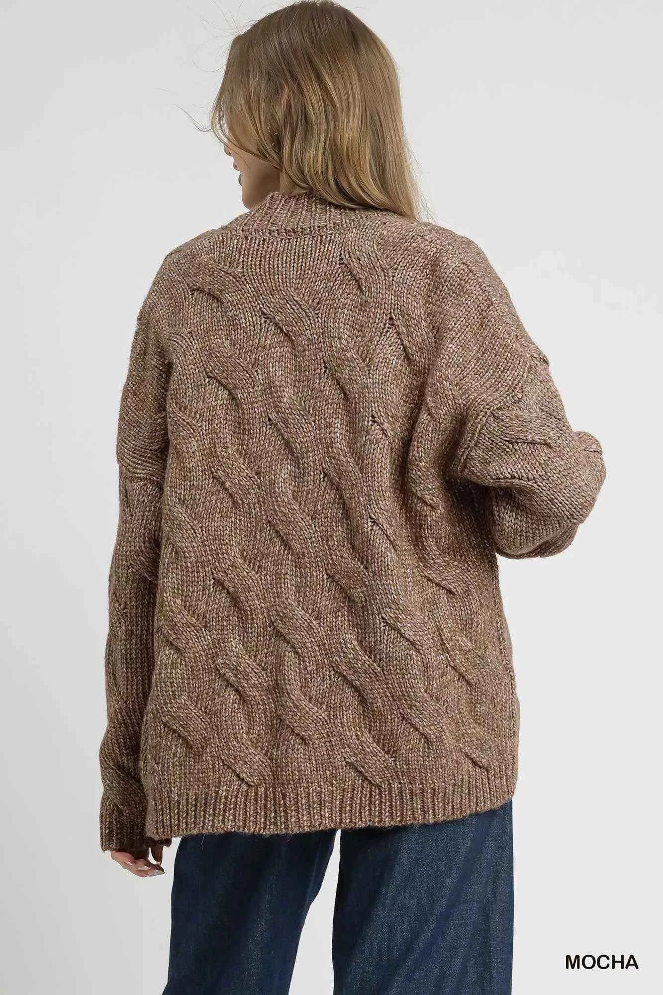 Umgee Chunky Cable Knit Open Front Cardigan Umgee Chunky Cable Knit Open Front Cardigan