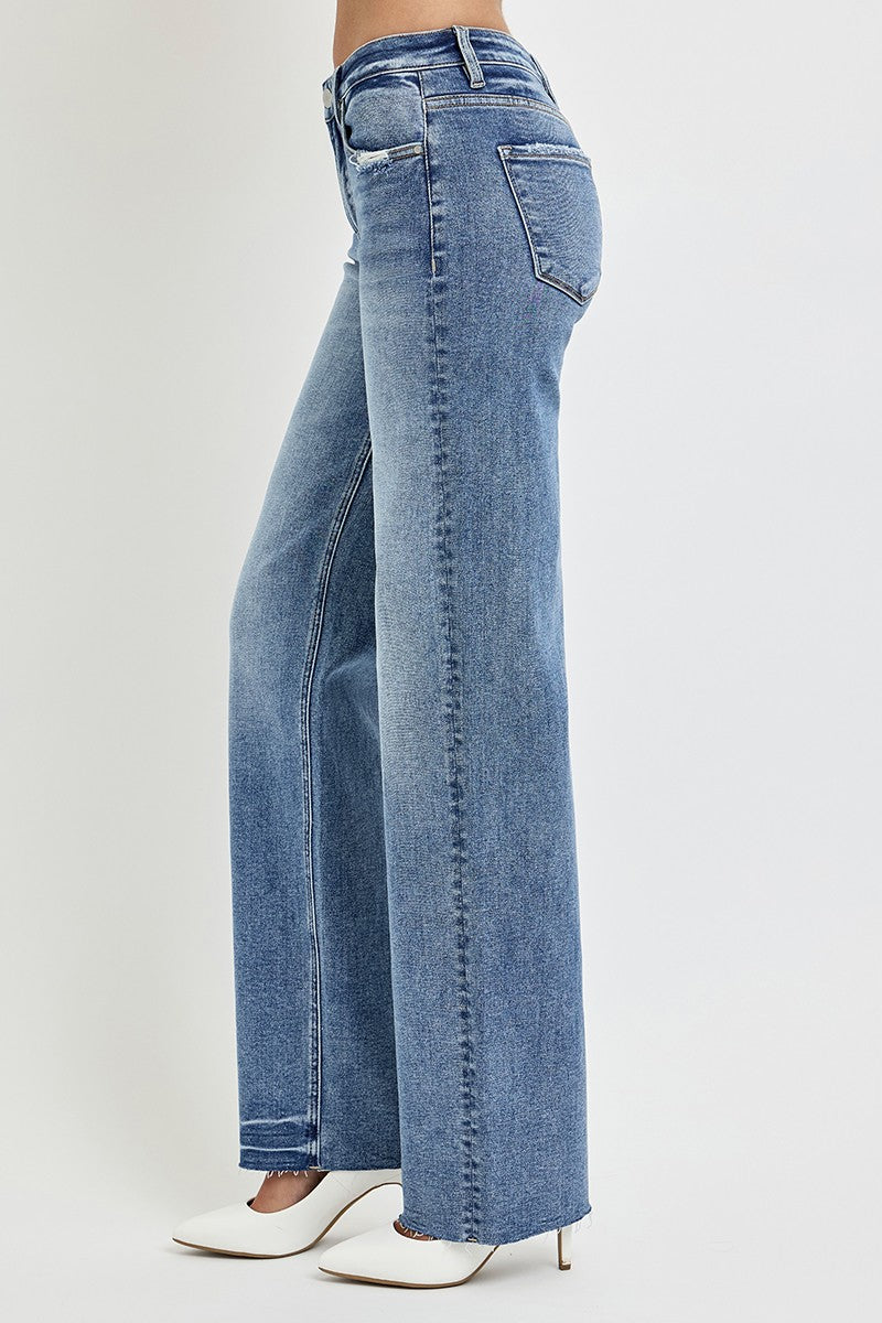 RISEN Full Size High Rise Straight Leg Jeans with Pockets RISEN Full Size High Rise Straight Leg Jeans with Pockets - TopFashionHQ