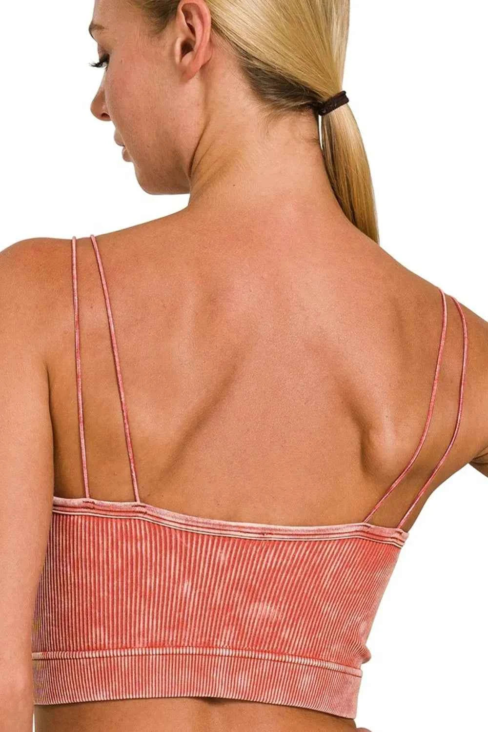 Zenana Washed Ribbed Seamless Double Strap Brami Zenana Washed Ribbed Seamless Double Strap Brami