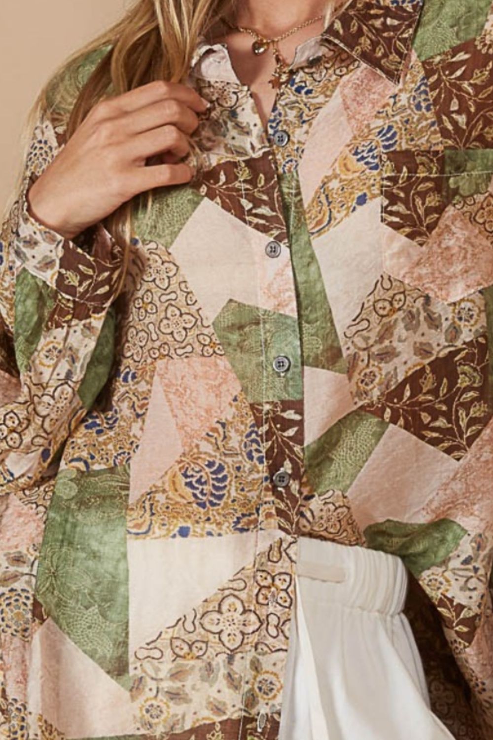 POL Button-Down Long Sleeve Printed Shirt POL Button-Down Long Sleeve Printed Shirt - TopFashionHQ