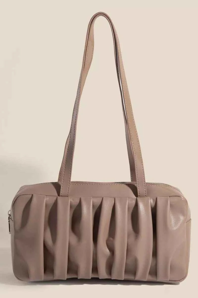 Fame Pleated Leather Rectangle Hand Bag Fame Pleated Leather Rectangle Hand Bag