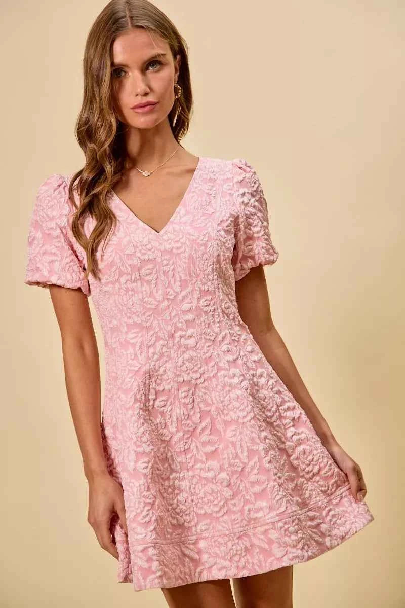 SO ME Floral Jacquard Fit And Flare Daily Mini Dress SO ME Floral Jacquard Fit And Flare Daily Mini Dress
