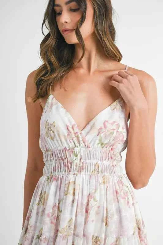MABLE Floral Print Tiered Cami Maxi Dress MABLE Floral Print Tiered Cami Maxi Dress