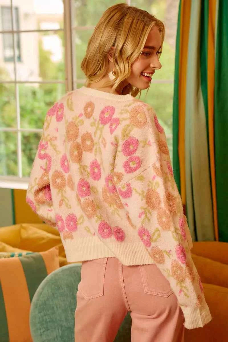 BiBi Towel Texture Floral Pattern Sweater BiBi Towel Texture Floral Pattern Sweater