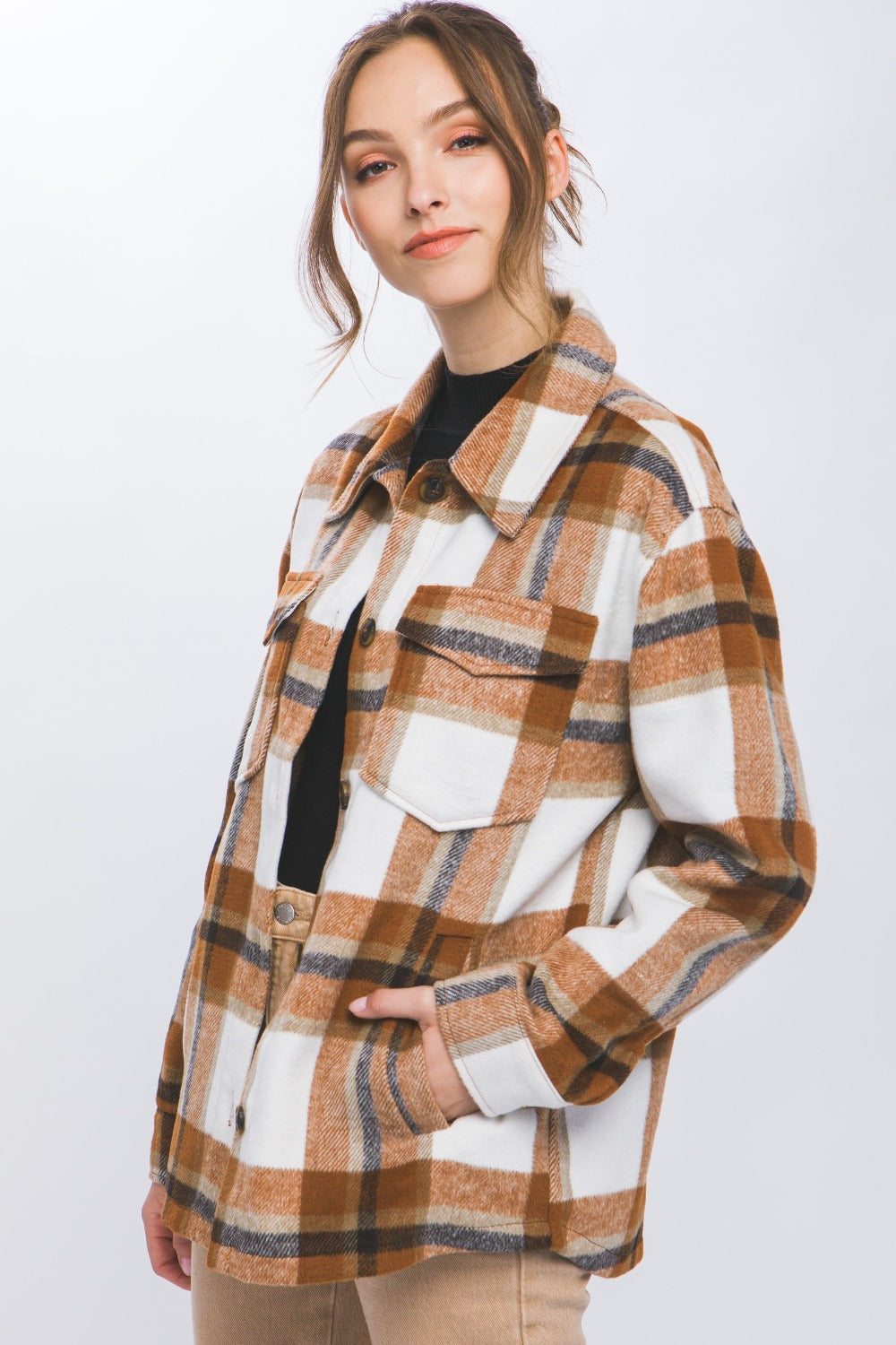 Love Tree Plaid Button Up Shacket Love Tree Plaid Button Up Shacket