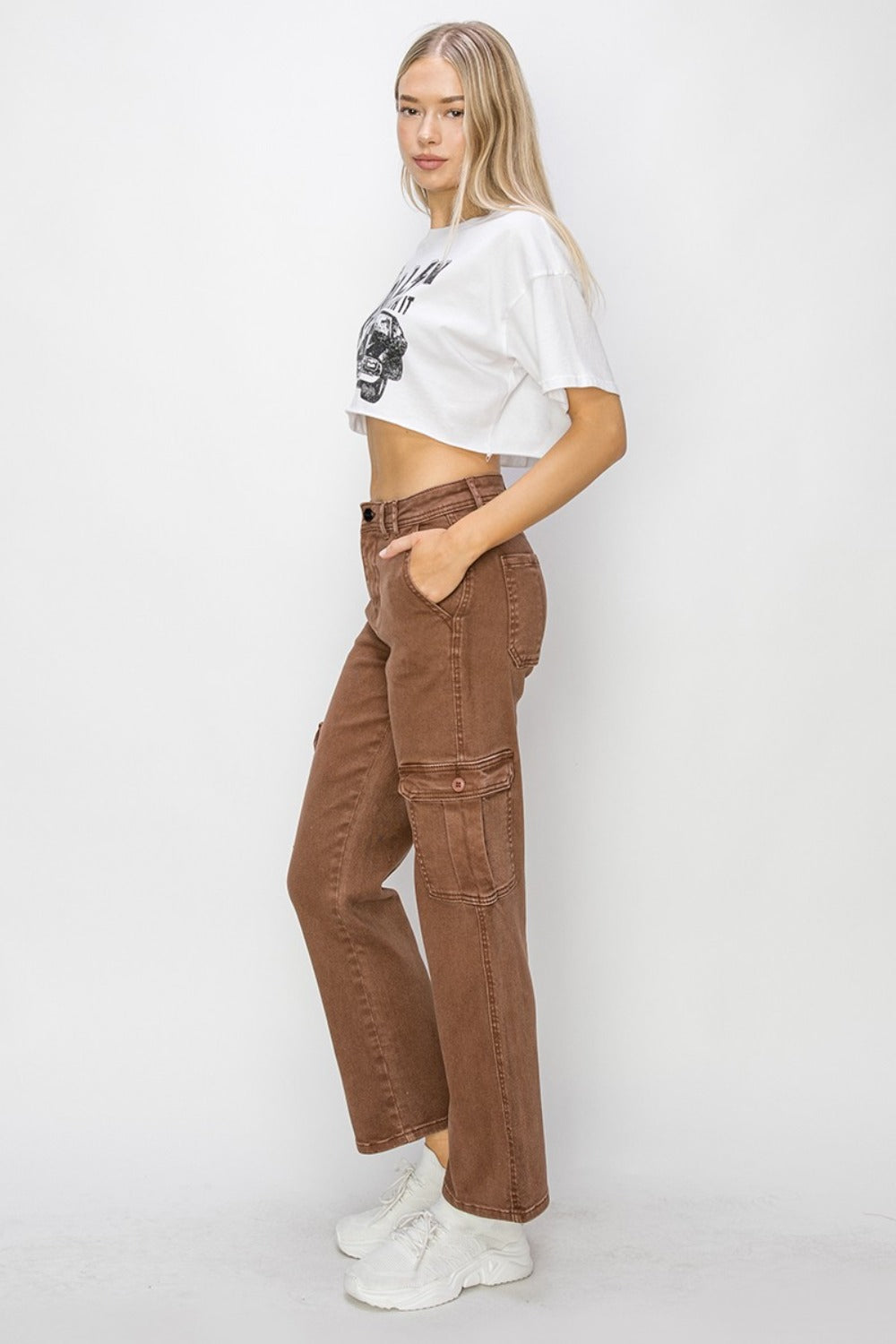 Risen Full Size High Rise Cargo Jeans Risen Full Size High Rise Cargo Jeans - TopFashionHQ