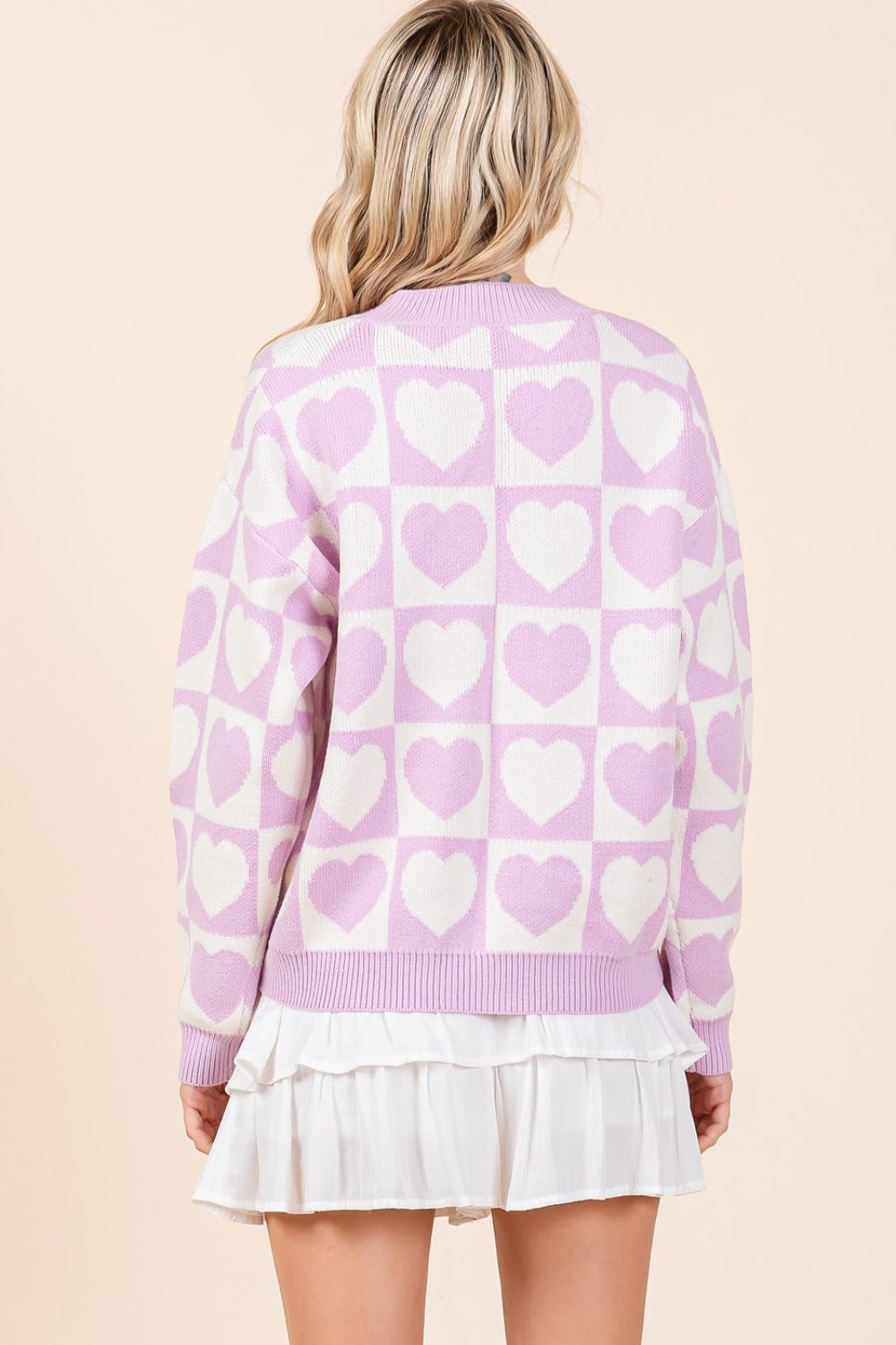 Mittoshop Checkered Heart Button Down Cardigan Mittoshop Checkered Heart Button Down Cardigan