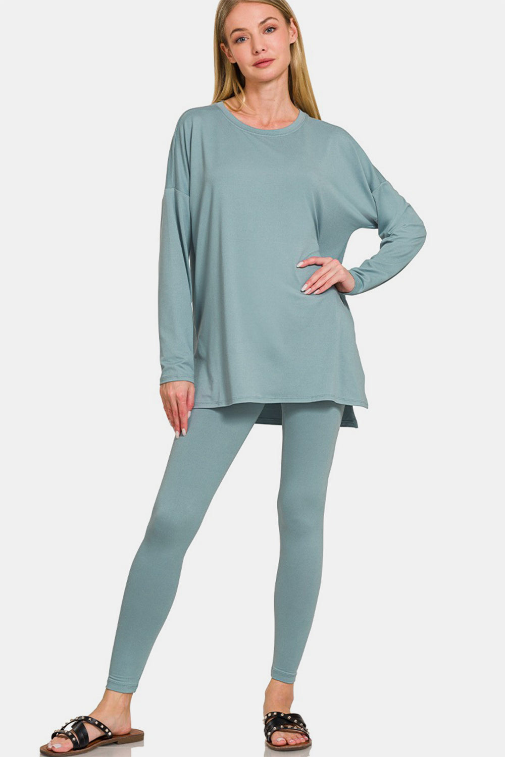 Zenana Full Size Brushed Microfiber Top and Leggings Lounge Set Zenana Full Size Brushed Microfiber Top and Leggings Lounge Set - TopFashionHQ