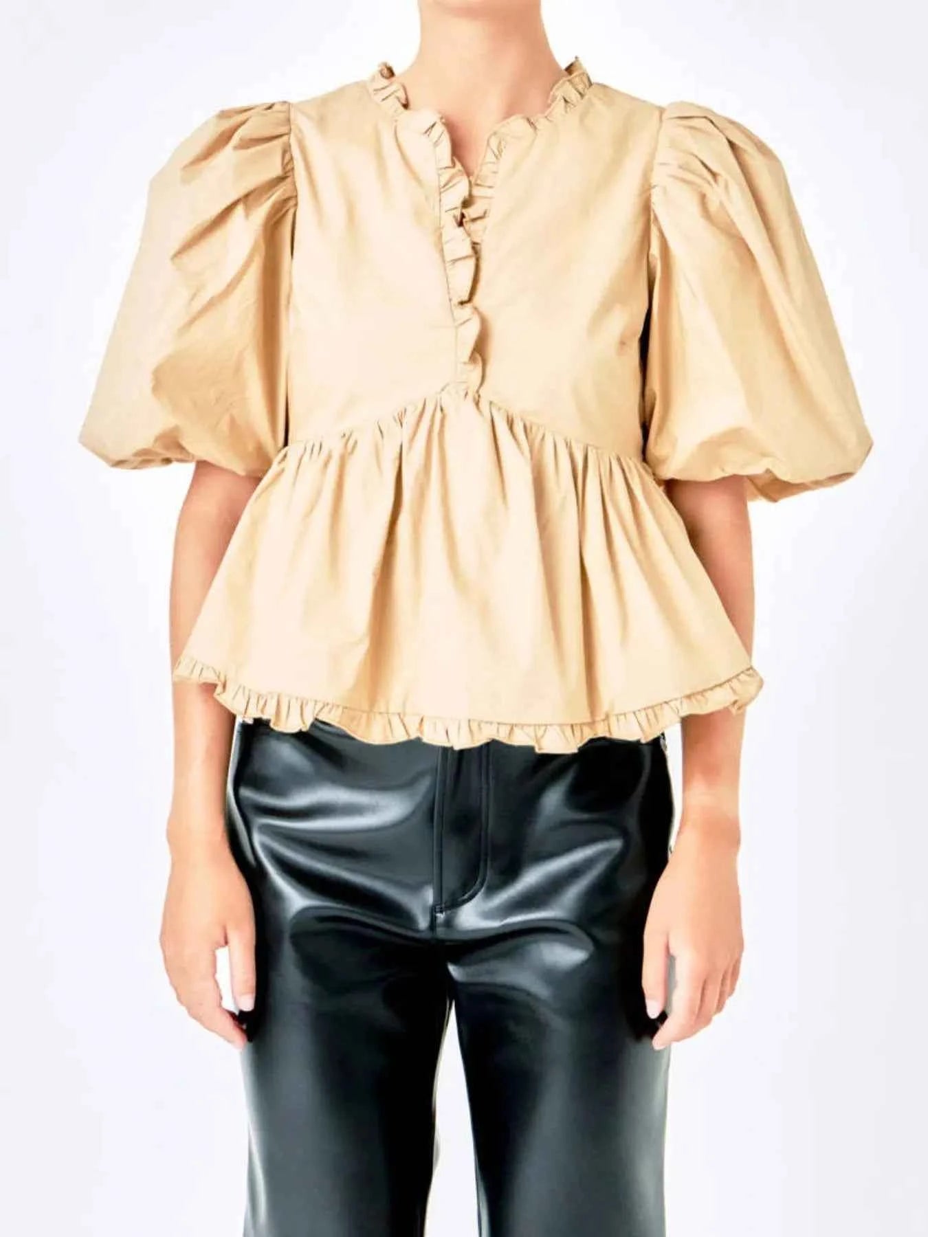 Puff Sleeve Peplum Blouse Puff Sleeve Peplum Blouse