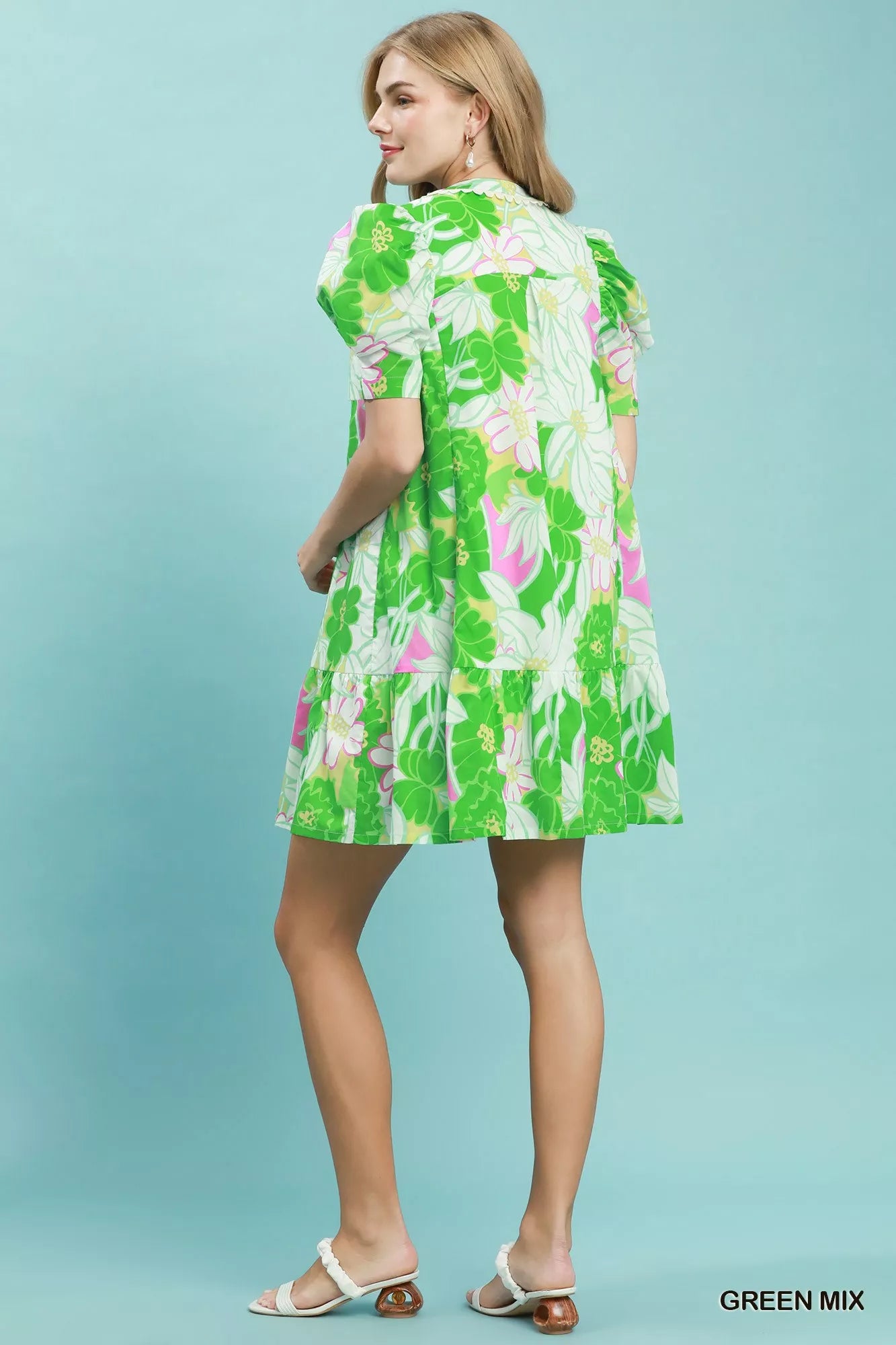 Umgee Floral Puff Sleeve Tiered Mini Dress 530940e9-da43-4372-bd9a-0aa3dc816c5c-Max-Origin