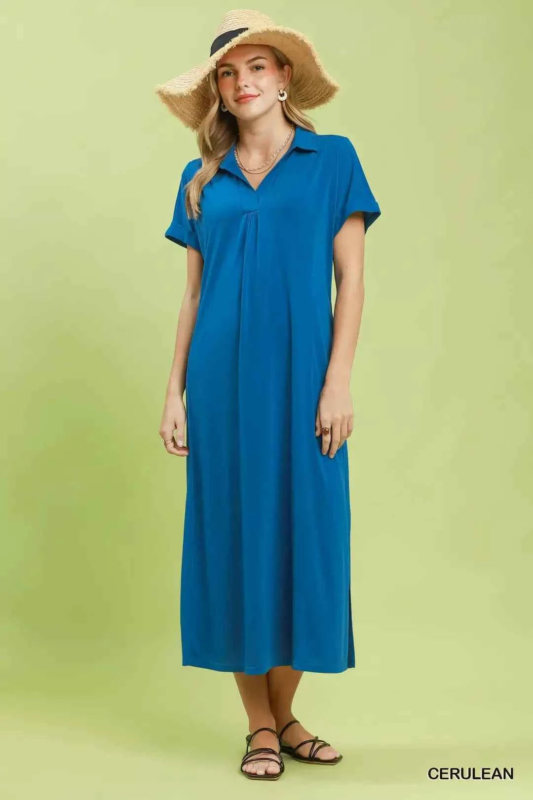 Umgee Collared Belted Midi Dress Umgee Collared Belted Midi Dress